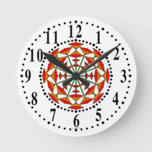Orange-yellow And Red Floral 158 Wall Clock