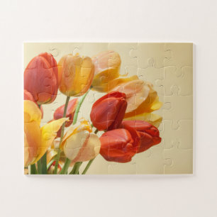 Orange, Yellow, and Red Tulip Flowers Jigsaw Puzzle