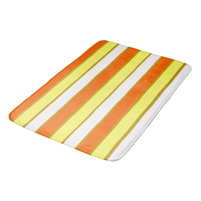 Orange, Yellow and White Stripes Bath Mat (Angled)