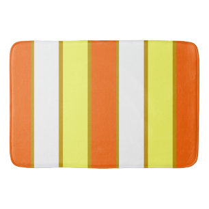 Orange, Yellow and White Stripes Bath Mat