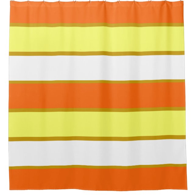 Orange, Yellow and White Stripes Shower Curtain (Front)