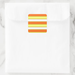Orange, Yellow and White Stripes Square Sticker