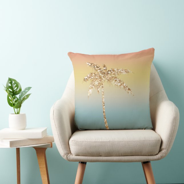Orange Yellow Aqua Sunset Sky Cushion (Chair)