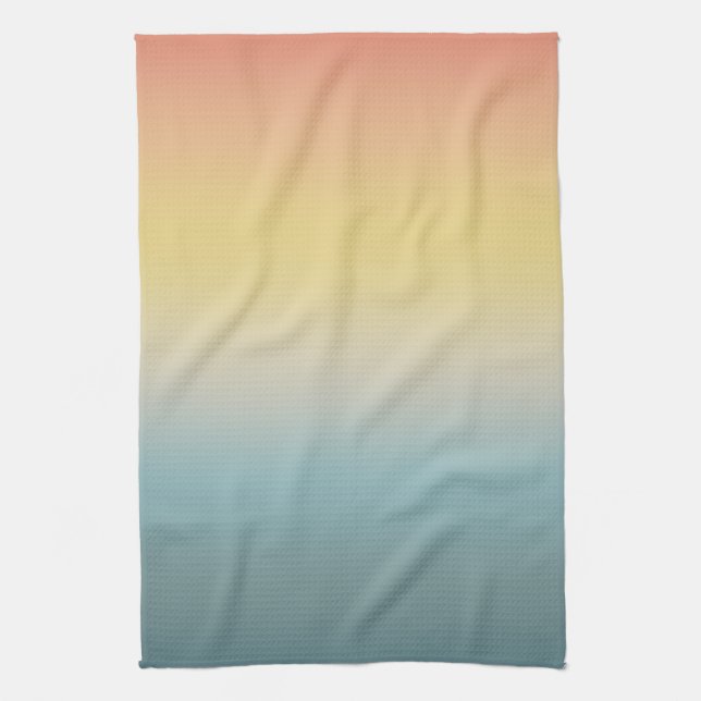 Orange Yellow Aqua Sunset Sky Tea Towel (Vertical)