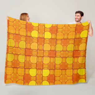 ORANGE YELLOW AUTUMN PLAID PATTERN FLEECE BLANKET
