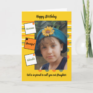 Orange yellow awesome daughter photo birthday card