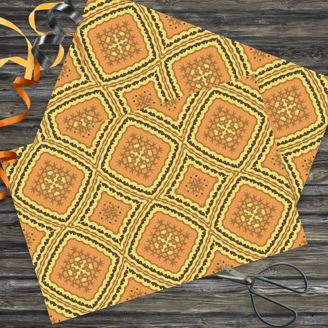 Orange Yellow Black Mosaic Geometric Pattern Tissue Paper (Creator Uploaded)
