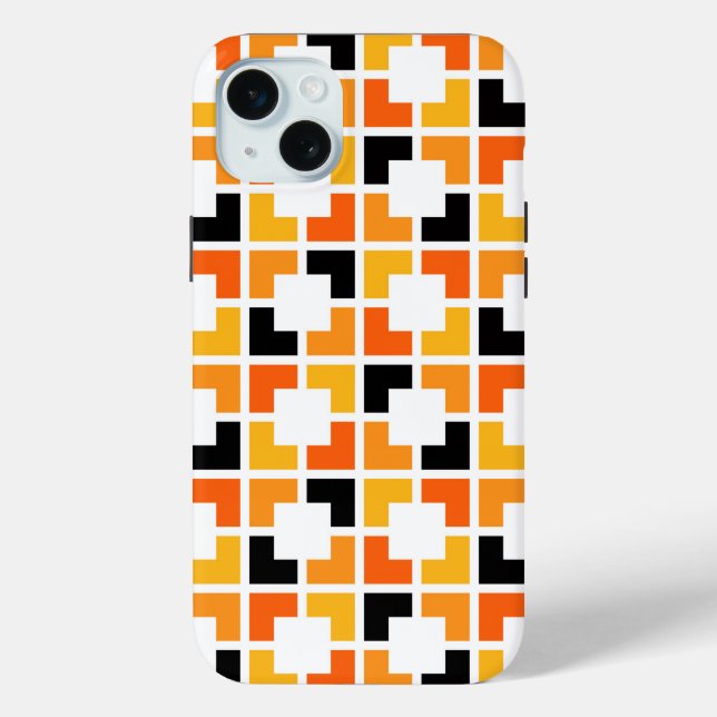 Orange Yellow Black Squares geometric pattern Case-Mate iPhone Case (Back)