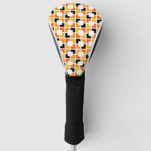 Orange Yellow Black Squares geometric pattern Golf Head Cover