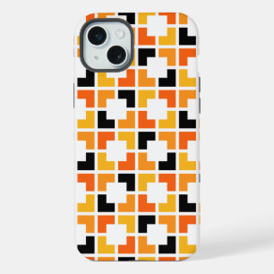 Orange Yellow Black Squares geometric pattern iPhone 15 Plus Case