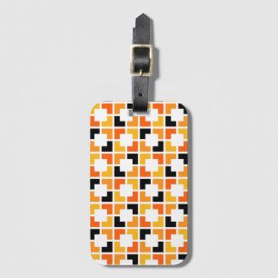 Orange Yellow Black Squares geometric pattern Luggage Tag