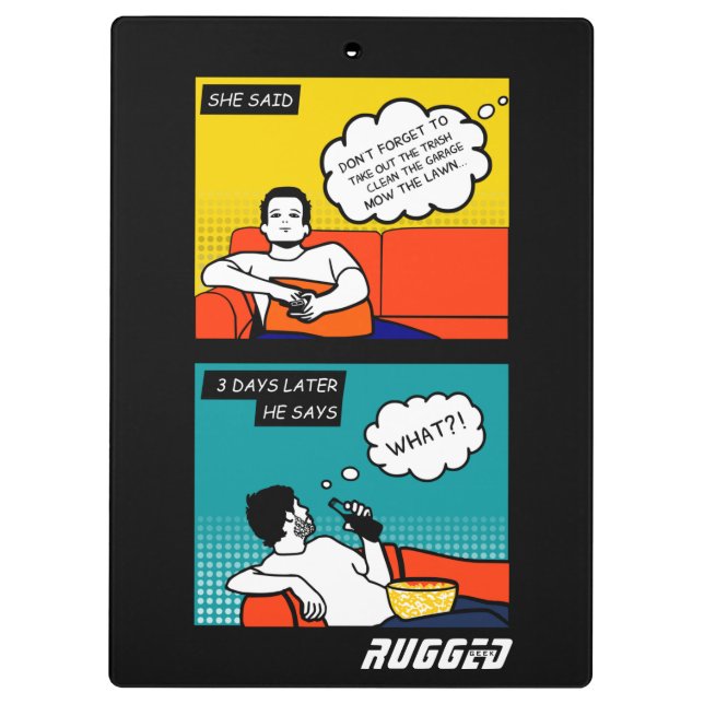 orange yellow blue Honey Do Rugged Geek Comics Clipboard (Back)