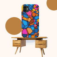 Orange Yellow Blue Pink Brown Mosaic Art Pattern