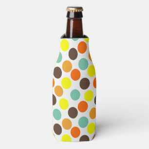 Orange, Yellow, Brown, Blue Dots  Bottle Cooler