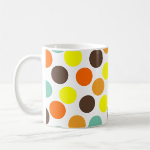 Orange, Yellow, Brown, Blue Dots  Coffee Mug