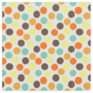 Orange, Yellow, Brown, Blue Dots  Fabric