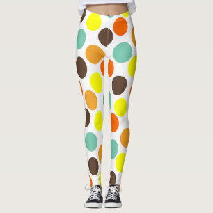 Orange, Yellow, Brown, Blue Dots  Leggings