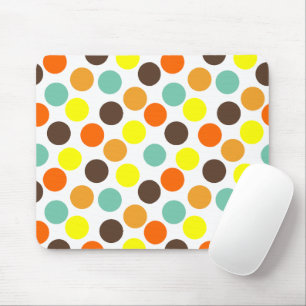 Orange, Yellow, Brown, Blue Dots  Mouse Mat