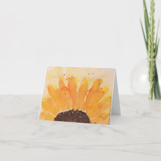 Orange yellow brown sunflower watercolor daisy card