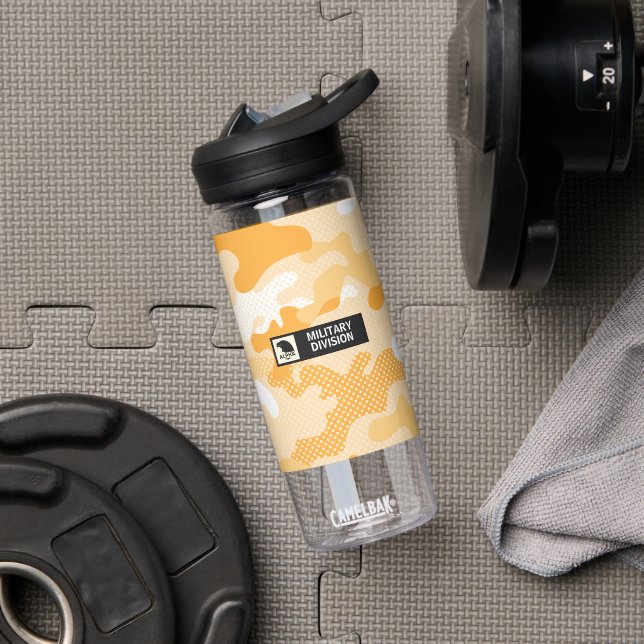 Orange Yellow Camouflage Pattern Water Bottle (Gym (Rotated))