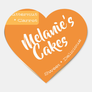Orange Yellow Carrot Custom Bakery Cake Packaging Heart Sticker