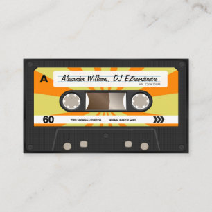 Orange/Yellow Cassette Tape Music DJ Disc Jockey Business Card