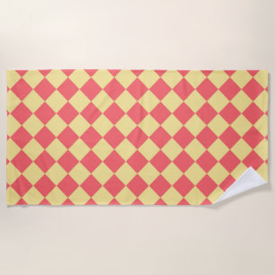 Orange Yellow Chequered Diamond Pattern  Beach Towel