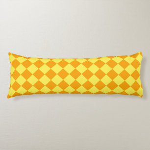 Orange Yellow Chequered Diamond Pattern Body Cushion