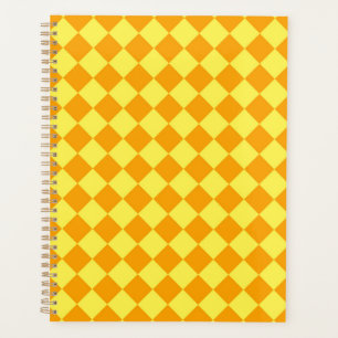 Orange Yellow Chequered Diamond Pattern Planner