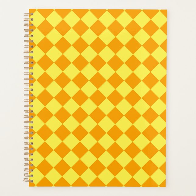 Orange Yellow Chequered Diamond Pattern  Planner (Front)