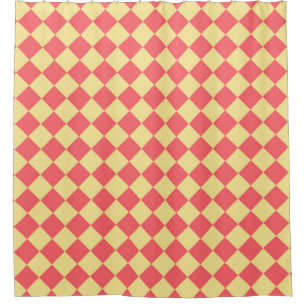 Orange Yellow Chequered Diamond Pattern  Shower Curtain