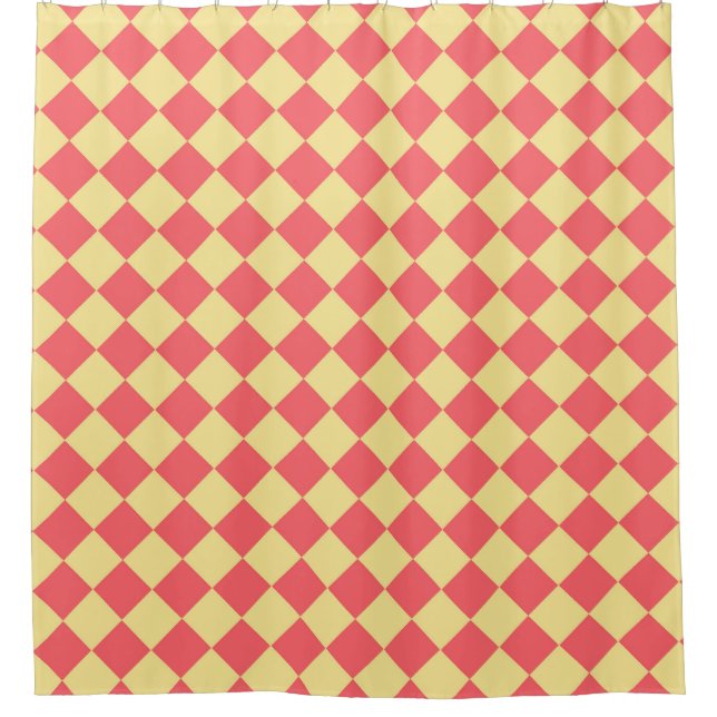 Orange Yellow Chequered Diamond Pattern  Shower Curtain (Front)