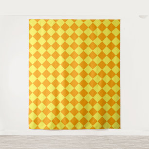 Orange Yellow Chequered Diamond Pattern Tapestry
