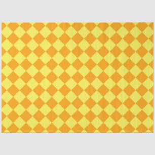 Orange Yellow Chequered Diamond Pattern Tissue Paper