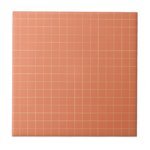 Orange & Yellow Chequered Pattern Retro Minimalist Tile