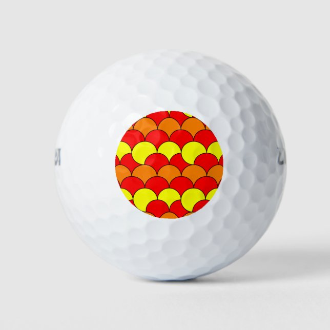 Orange yellow circles pattern golf balls (Front)