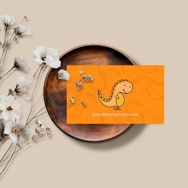 Orange yellow Cute Baby Dinosaur Business Card (Creator Uploaded)