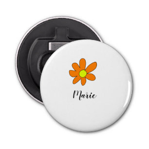 Orange yellow Daisy abstract add name text female Bottle Opener