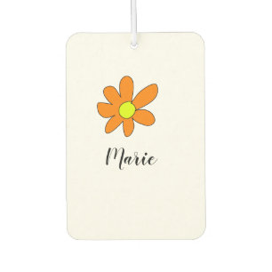 Orange yellow Daisy abstract add name text female Car Air Freshener