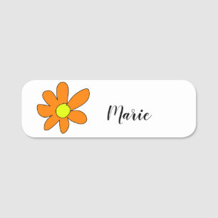 Orange yellow Daisy abstract add name text female Tag