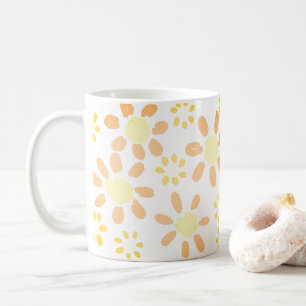 Orange Yellow Daisy Flower Watercolor Pattern Coffee Mug