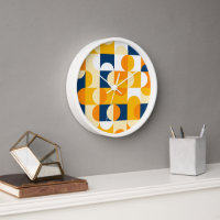 Orange Yellow Dark Navy Blue Retro Art Pattern