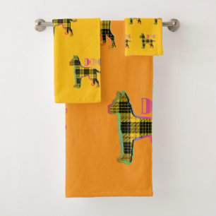 Orange Yellow DOG Logo Bath Towel Set
