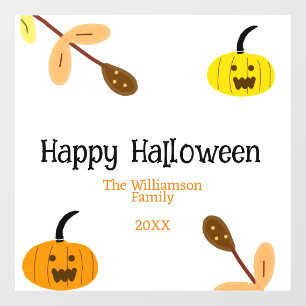 Orange yellow fall happy halloween add family n window cling