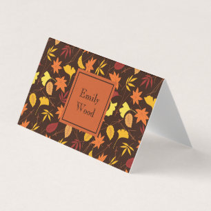 Orange Yellow Fall Leaves Personalised Table Card