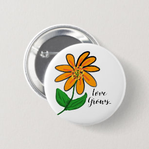 Orange Yellow Flower 6 Cm Round Badge