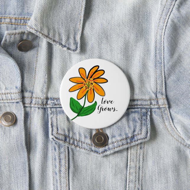 Orange Yellow Flower 7.5 Cm Round Badge (In Situ)