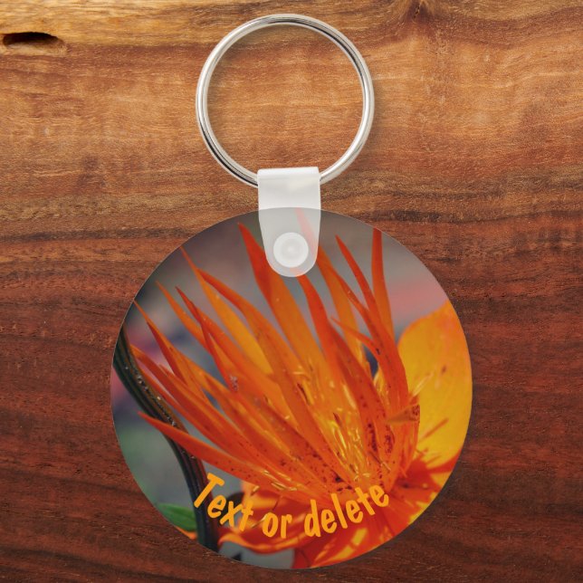 Orange Yellow Flower Close Up Personalised Key Ring (Front)