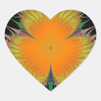 Orange Yellow Flower Fractal Art Gifts Heart Sticker