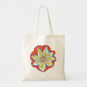 Orange Yellow Flower Mandala Painting Budget Tote Bag